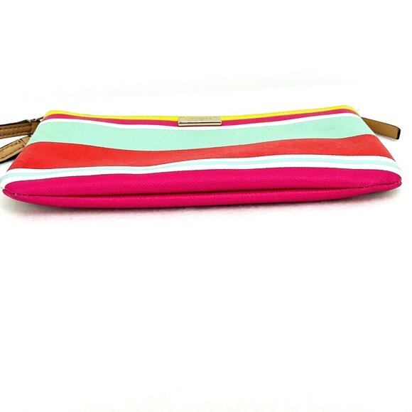 Kate Spade New York Women's Striped Multicolor Wristlet Trim Leather Logo Inside - Picture 4 of 11